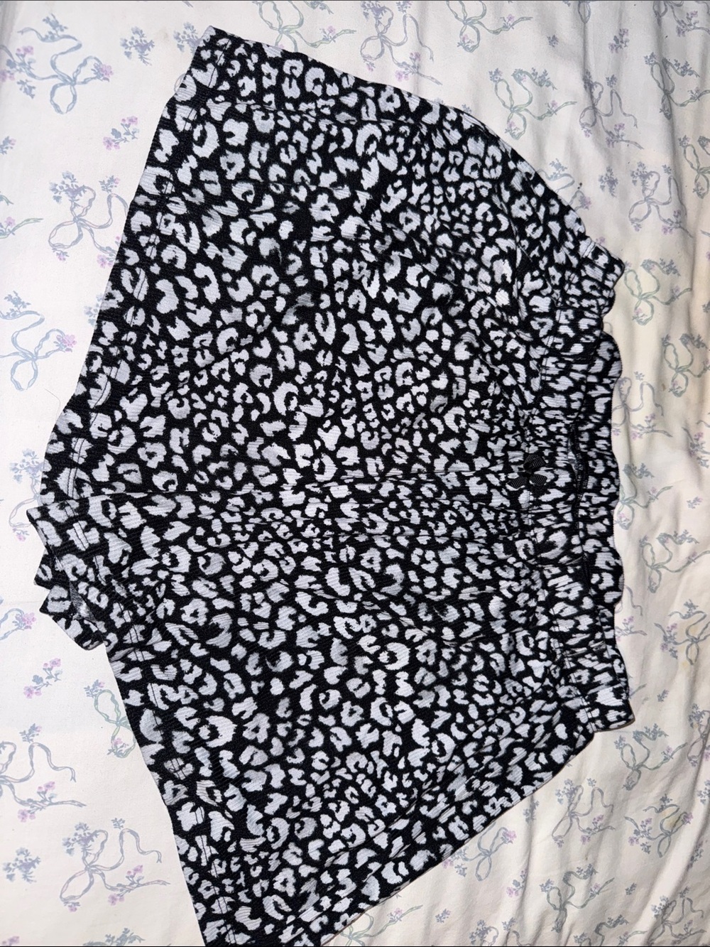 Black and White Leopard Print Skirt